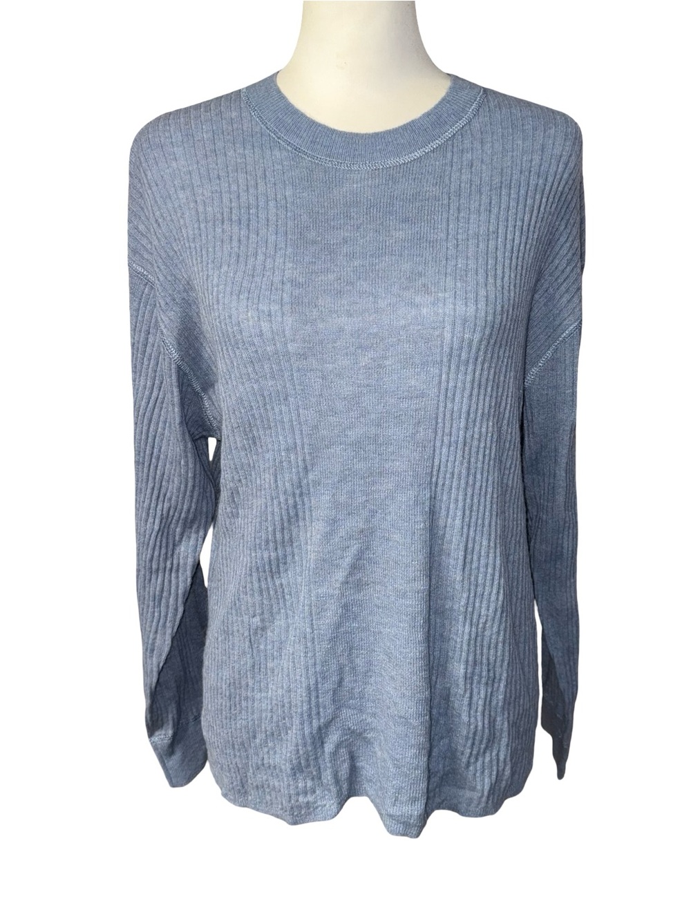 Madewell Ribbed Alpaca-Blend Crewneck Sweater Blue Jeans color womens Small nwot